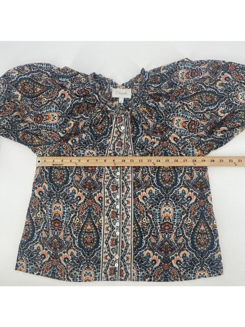 Cleobella Women’s M Fabiola Button Blouse Paisely Organic Cotton Top In Meadow - Picture 6 of 14